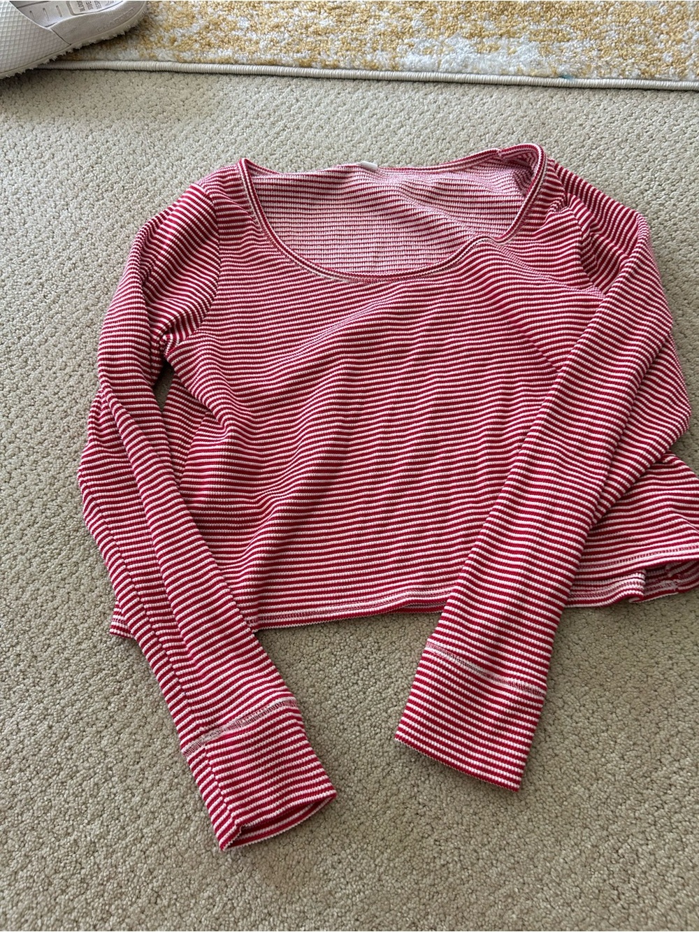 Gilly Hicks Red and White Striped Long Sleeve Scoop Neck Top